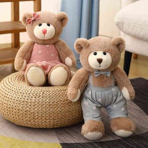 Cm Cartoon Couple Teddy Bear Cuddly Toy Doll Plush Pillow Good Quality Birthday Gift for Children Girls J220704