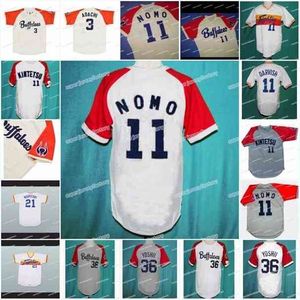 XFLSP Homens Deluxe Edição Jersey Kintetsu Buffaloes 11 NOMO 36 Masato Yoshii 3 Adachi 11 Yu Darvish 21 Nishizaki 75 Satoh Jerseys de beisebol