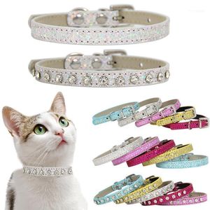 Cat Collars & Leads Cheervivi Rhinestone Collar Cute Shining Diamond Puppy Baby Dog Leather Strap For Kitten Accessories