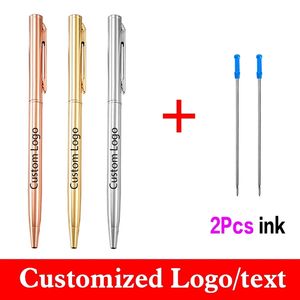 12 pcSset metal Get 2 Ink Publicidade personalizada Signature Signature Pen School Office Supplies Wholesale 220613