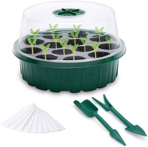 Planterare krukor 13 hål Växtblomma Nursery Tray Plast Plast Frö Växt Box Sätt i plantor med lock Fröer Grow Garden Supplies