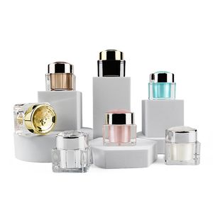 10g Acrylic Square Diamond Cream Jar Refillerbar Tom Lyxig Förvaring Provbehållare för Travel Cosmetic