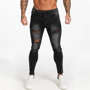 Gingtto Darked Black Jeans для мужчин Slim Fit Mens Denim Jeans повседневные джинсы Men Elastic Taist