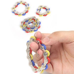 Anxiety Ring Metal Bike Chain Finger Fidget Toy Spinner Bracelet For Autism ADHD ADD Stress Relief in Classroom Office School Sensory Toys 0996