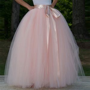 Womens 7 Layers 100CM Long Tutu Tulle Skirt A Line Floor Length Tulle Party Evening Skirt Wedding Ball Gown Skirt 220611