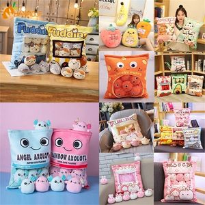 A Plushie Bag Pudding Toys Mini Animals Balls Doll Sakura Bunny Puff Hamster t Fruits Strawberry Banana Candy Bag Nap 220425