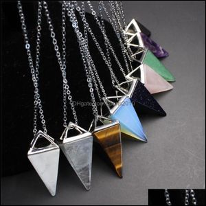 Arts And Crafts Square Pyramid Cone Stone Opal Crystal Pendum Pendant Necklace Chakra Healing Jewelry For Women Men Chain Sports2010 Dhswk