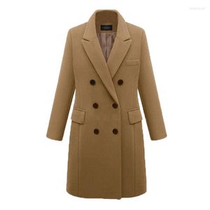 Women's Wool & Blends 2022 Women Winter Long Jacket Korean Fashion Khaki Oversized S-5XL Top Coat Casual Bery22