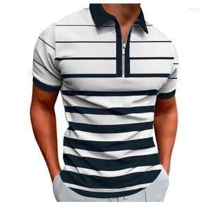 Fermuar Bluzlar Gömlek toptan satış-Erkek Tişörtler Erkekler Çizgili Sıradan Şerit Baskı Fermuarı Dönüş Yatak Bluz Kısa Kollu Çocuk Üstleri Gömlek Giyim Sokak Giyim Loui22