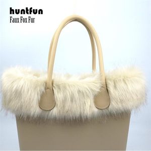 Huntfun New Women Bag Faux Fur Beige Plushe Trim for o Bag 열 봉구 장식 클래식 큰 미니 OBAG 210302에 적합합니다.