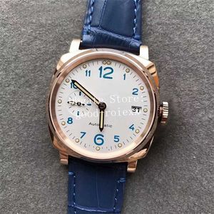 42mm Orologi Uomo Oro Rosa Orologio Uomo VS Automatico Cal.P.9000 Movimento Dive 756 Quadrante Bianco Pelle Vitello Sport VSF Fabbrica Pam Auto Data