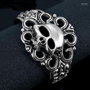 Edelstahl Armband männer Schädel Titan Offene Manschette Dekorative Männliche Persönlichkeit Punk Hip Hop Rock Schmuck Armreif Inte22