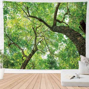 Natur Wald Landschaft Wand Teppich Baum des Lebens Foto Trippy Tapiz Boho Dekor Teppich Wohnheim dekorative Wand Teppiche Decke J220804