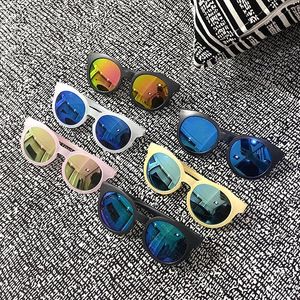 Sonnenbrille Luxus Designer für Kinder Mädchen Mode Beschichtung Sonnenbrille Cat Eye dünner Rahmen übergroßer Spiegel Jungen Vintage Brillen