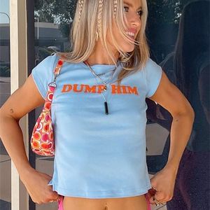 Jacqueline Summer Y2K Print Letter Crop Top Fashion Cute Chuda krótkie rękaw O NEC BABY T SHIRTS AESTETETYKA KAWAII 220613