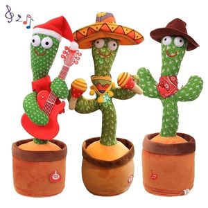 Dancing Cactus brinquedos falam dançarina de cantor de pelúcia eletrônica para bebês infantil toy music luminescent Christmas presente 220707