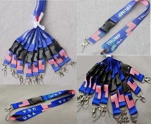 Nya Trump Lanyards U.S.A Borttagbar flagga av USA: s nyckelkedjor Badge Pendant Party Gift Moble Phone Lanyard Wholesale