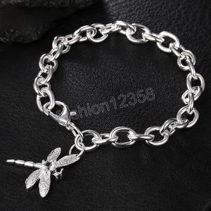 925 Sterling Silver Dragonfly Pendant Bracelet For Women Wedding Engagement Party Fashion Jewelry