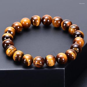 Beaded Strands Fashion Blue Green Tiger Eye Bracelet Natural Stone 8mm Round Beads Elasticity Rope Men Women Buddha Jewelry Inte22