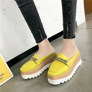 Slipper Flip Flops Comfortable Rubber Platform Shoe Casual Round Toe Flat Loafers Flats Autumn Women Shoes PU Y200624 GAI GAI GAI