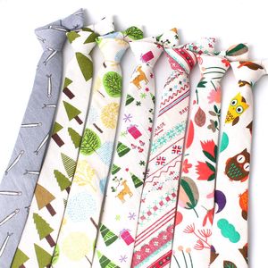 Gravata de estampa de desenho animado para homens mulheres pescoço skinny casamento decotes casuais ternos clássicos lençóis de algodão fino