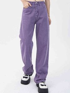 Casual Retro Kobieta Długie dżinsy Wysoka talia luźna hip hop dżinsowe spodnie żeńskie Y2K Streetwear szerokie loda damskie spodnie długości podłogi L220726