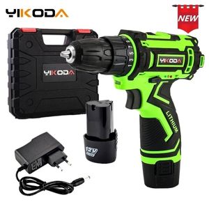 YIKODA 12V Electric Drill Rechargeable Lithium Battery Parafusadeira Furadeira Double Speed Cordless DIY Power Tools Y200323