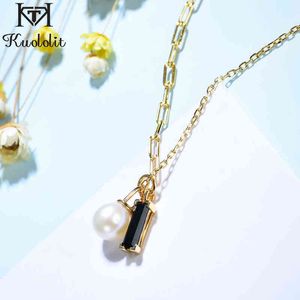 Wholesale onyx pearls resale online - Kuololit Pendants For Women Solid Sterling Silver Handmade Black Onyx Natural Pearl Luxury Necklace for Engagement Wedding H220426