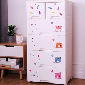 Grande armoire à tiroirs de rangement pour bébé en plastique enfants jouet organisateur tiroirs simple bricolage garde-robe cinq couches LJ200812