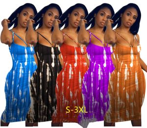 Plus Size S-3XL Womens Printed Long Strappy Bra Dresses Designer Casual Summer Party Slim Bodycon Hollow Dress Clubwear Fashion Pencil Clothing