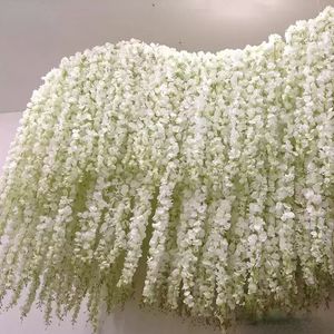 24 kolory 34 cm Elegancka sztuczna impreza kwiatowa wisteria kwiaty winorośli domowe ogród ścian wiszący DIY Rattan Centerpiece Xmas Wedding Dekoracja sxaug115