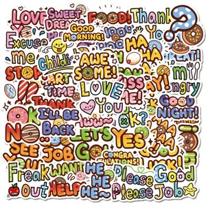 50pcs-pack Inspirational Cartoon English Frases Sticker Vinyl Stick