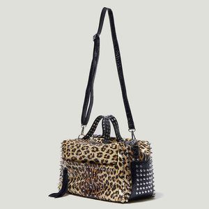 Kvällspåsar leopard rhinestone glittrande kvinnor axelväskor diamant mode lyxiga damer handväskor party tofs kvinnlig crossbody väska vintage 220407