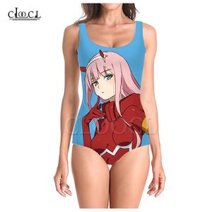 Anime Darling In The Franxx Zero Two 3D Print Womens Sleeveless Sexy Swimsuit Summer Beach Swimwear Onepiece 220617