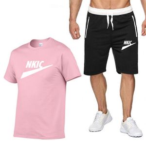 2022トラックスーツデザイナーブランド男性夏半袖カジュアル100％コットンTシャートショーツメンズスウェット2ピースティートップス+スウェットパンツオスセット