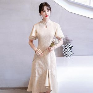 Etniska kläder Summer Elegant Retro Slim Improved Cheongsam Lace Dress for Woman Qipao kläder plus size m-4xlethnic