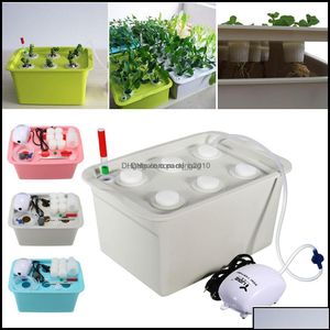 Planters POTS Garden levererar uteplats Lawn Home Patio Växtplats Hydroponic Systems Kit 6 Holes Nursery Soilless Ctivation Box Plants Seedlin