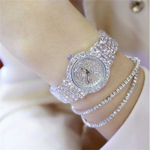 Rose Gold Bracelet Watch Set Full Diamond Bangle Watch Lady Luxury Dress Jewelry Watch Bling Crystal Dropshipping T200420