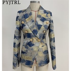 Pyjtrl Women Fashion Blazer Jacket Double Basted Colors Painting Jacquard Blazer LJ201021