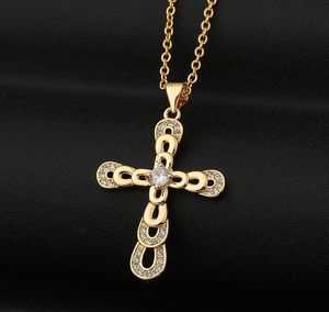 Designer Jewelry Vintage Double Crosses Pendant necklace Micro inlays diamonds cross Men Women S925 Silver Chain High quality Necklaces new designed 010