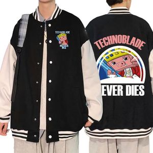 Men's Jackets Technoblade Never Dies Merch Print Baseball Uniform Men Women Oversized Bomber Streetwear Casual Cardigan Outerwear CoatMen's