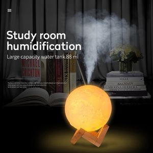 880ml USB Ultra Aroma Air Humidifier With 3D Moon Lamp light Oil Essential Diffuser air Mist for Bedroom Desk Y200416