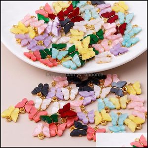 Pendant Necklaces Pendants Jewelry 100Pcs 13X1M 9 Color Resin Animal Butterfly Charms For Making Pendan Dhixn