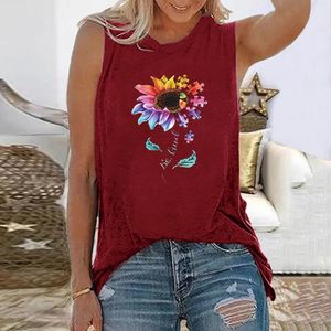 Stampa di fiori Be Kind Divertenti magliette da donna T-shirt grafica Kawaii Top femminile casual senza maniche Y2k vestiti estetici