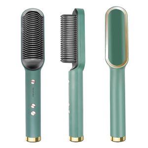 Pro Hair Starten Brush Ceramic Electric Straighting Beard Brush Fast Heat Curler Flat Iron Comb Styler 220623