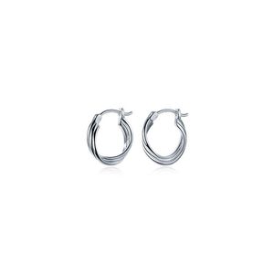 Hoop & Huggie Authentic 925 Sterling Silver Fine Jewelry 3 Line Tunnel Twist Wave Circle Piercing Earrings C-G8695Hoop