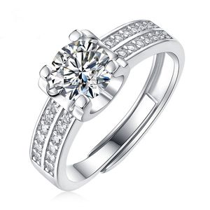 Luxury Silver Moissanite Rings for Women Big Lace Flower 1Ct Diamond Seting Engagement Wedding Finger Ring Female Jewelry