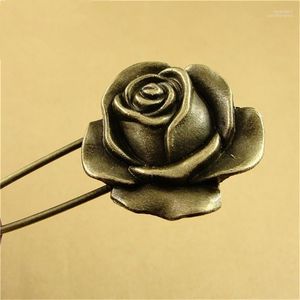 Pins Brooches Antique Bronze Rose Flower Shape Pin Vintage Wheel For Clothing Backpack Badge Birthday Gift DIY Accessories Roya22