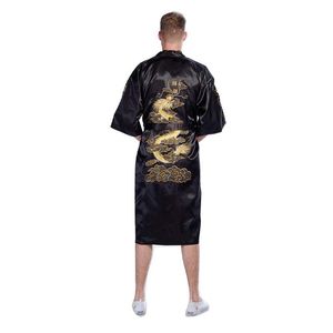 Мужская вышивка для сна, вышивая драконные одежды традиционные мужские невысокие ночные одежды для кимоно -халата для дома ночная рубашка Большой размер 3XL Classicmen