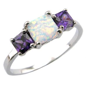 modischer weißer Opalring; Amethyst-Steinring NEUE DESIGNS